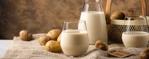 Potato milk alternative non dairy drink in glass