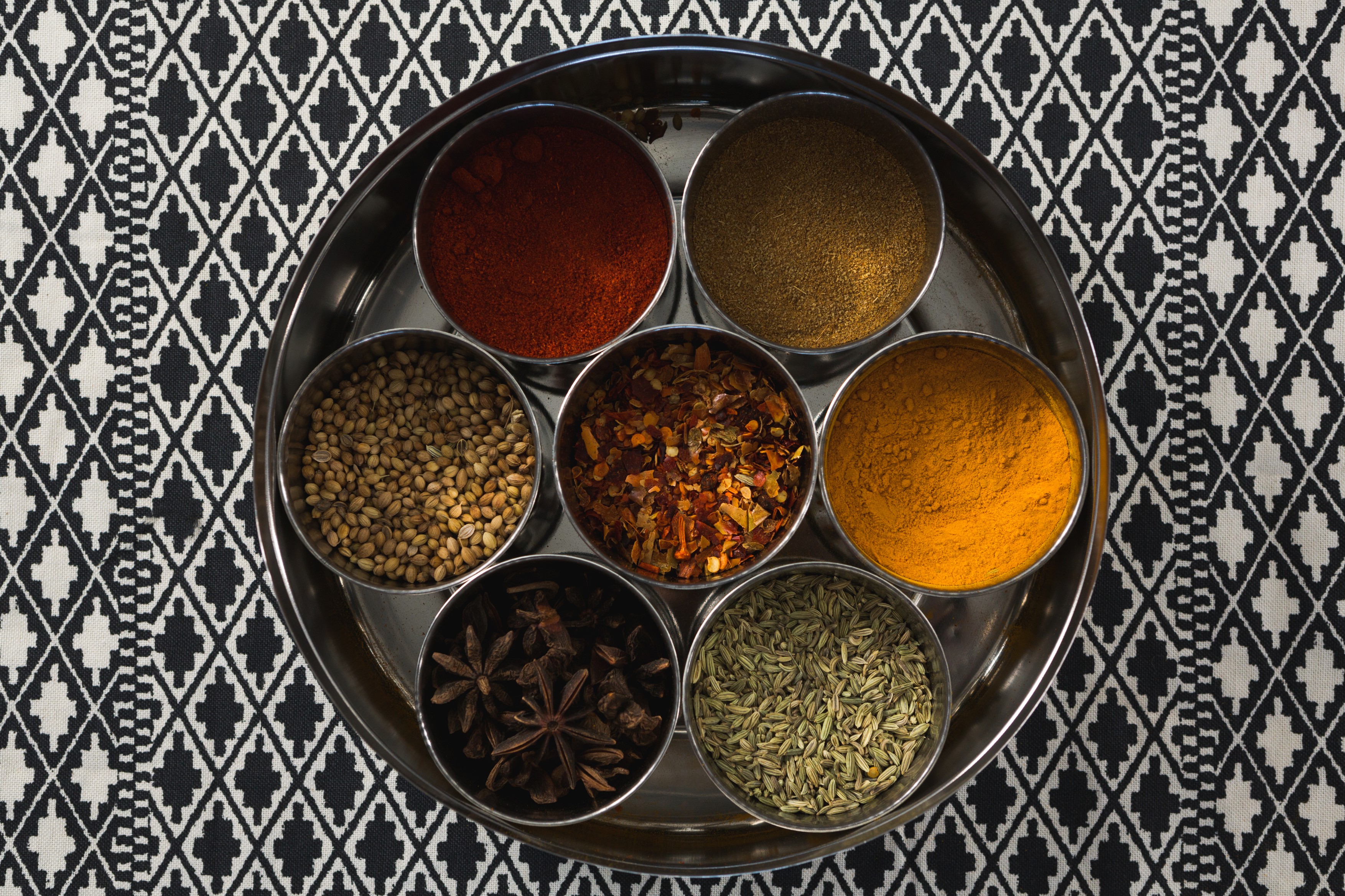 Various spices in a container