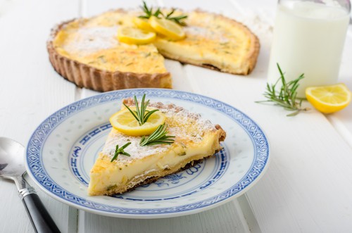 Lemon tart with rosemary