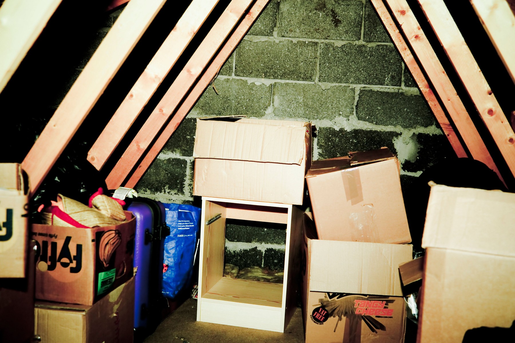 Stored junk in attic loft space