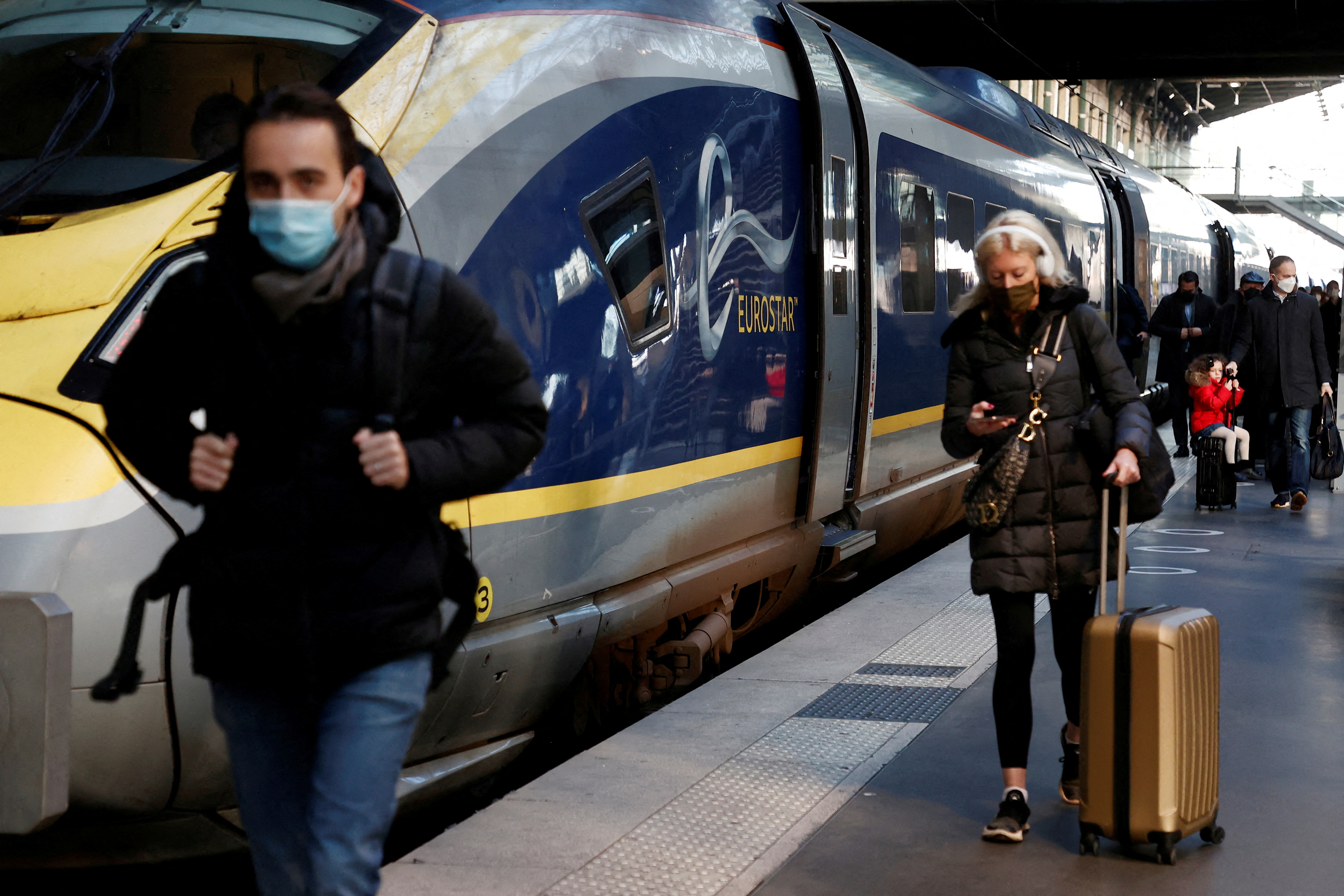 FILE PHOTO: First Eurostar London-Paris arrives at Gare du Nord train station in Paris after France eased travelling restrictions