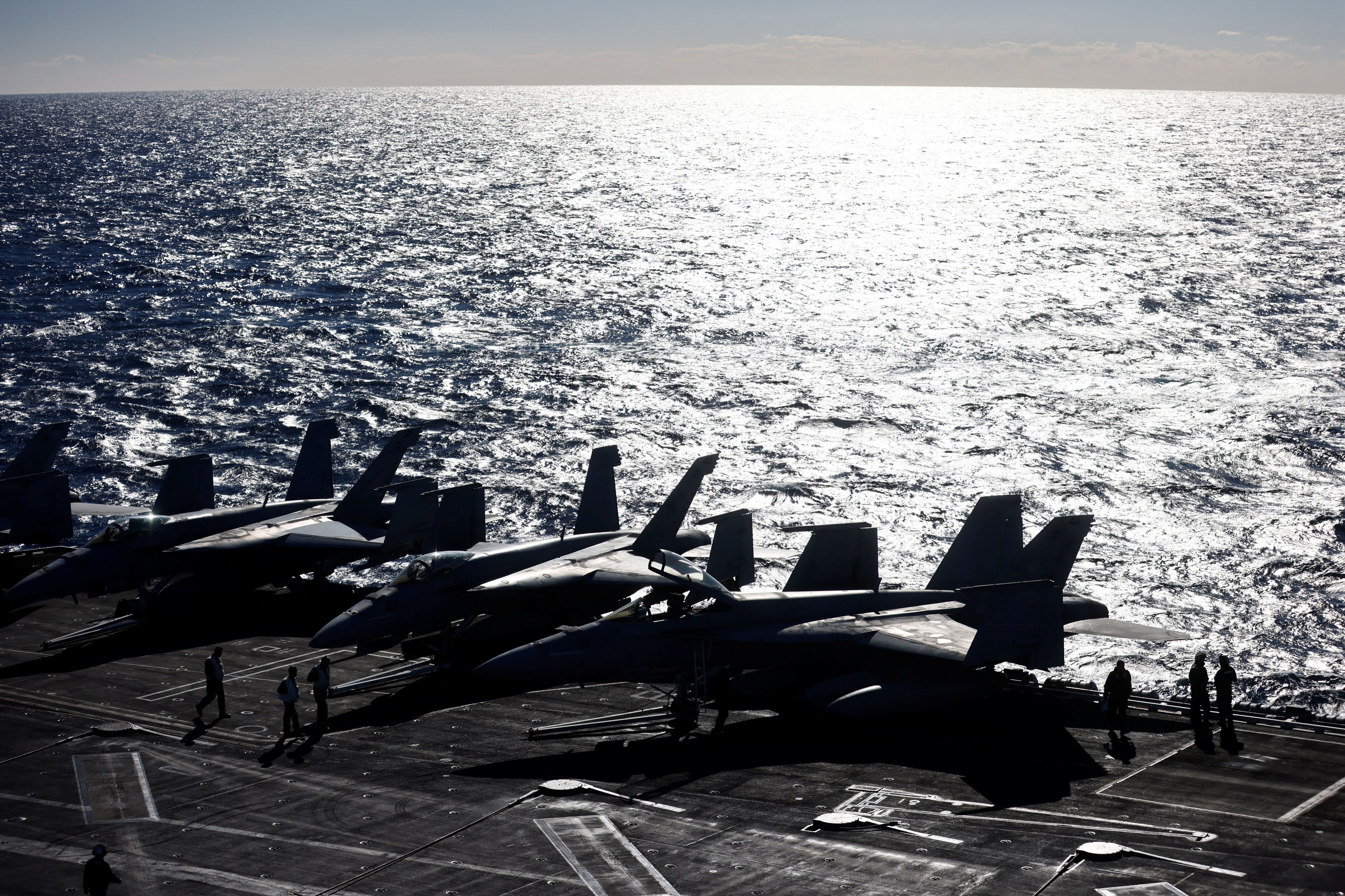 Onboard a U.S. aircraft carrier in times of Ukraine/Russia tensions