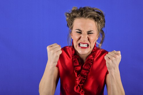 blond woman in anger