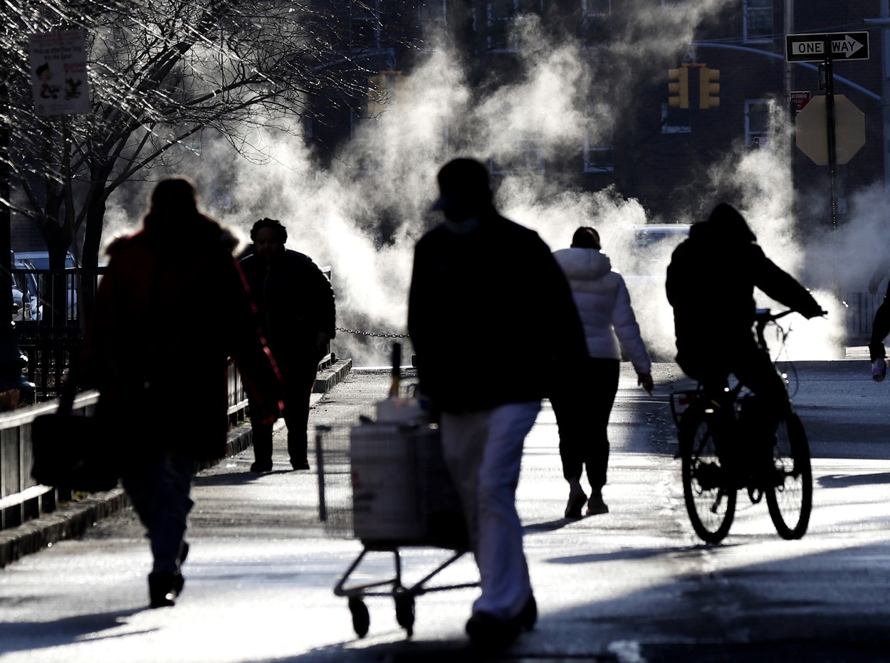 Pedestrians Dressed for Winter Weather in New York
