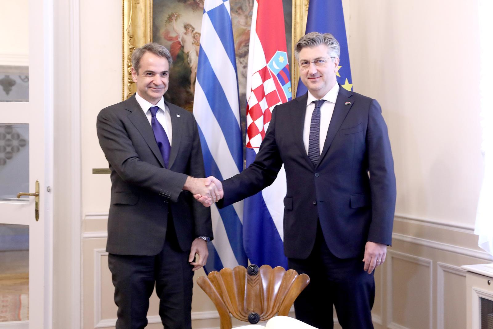 Zagreb: Andrej Plenković primio premijera Grčke Kyriakosa Mitsotakisa