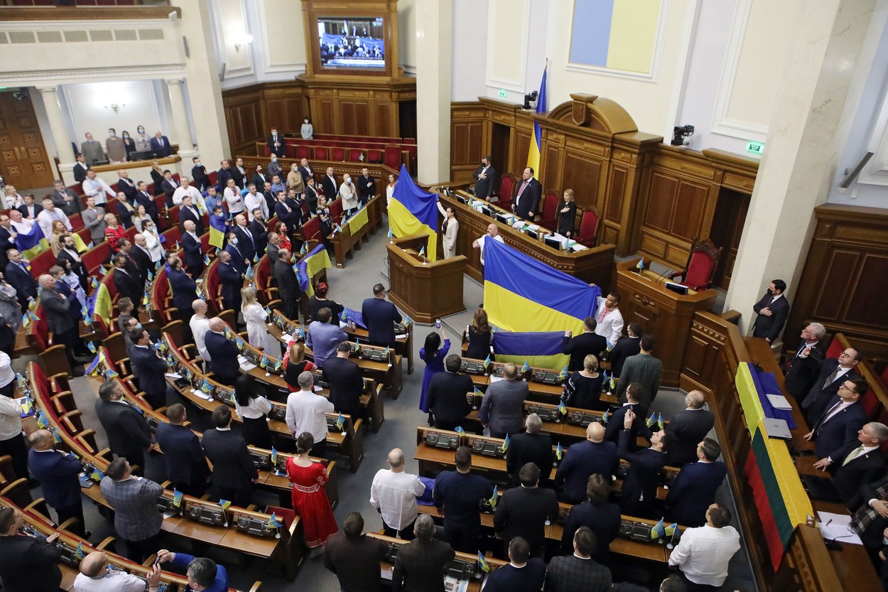 Unification Day marked in Ukrainian Parliament, Kyiv, Ukraine - 16 Feb 2022