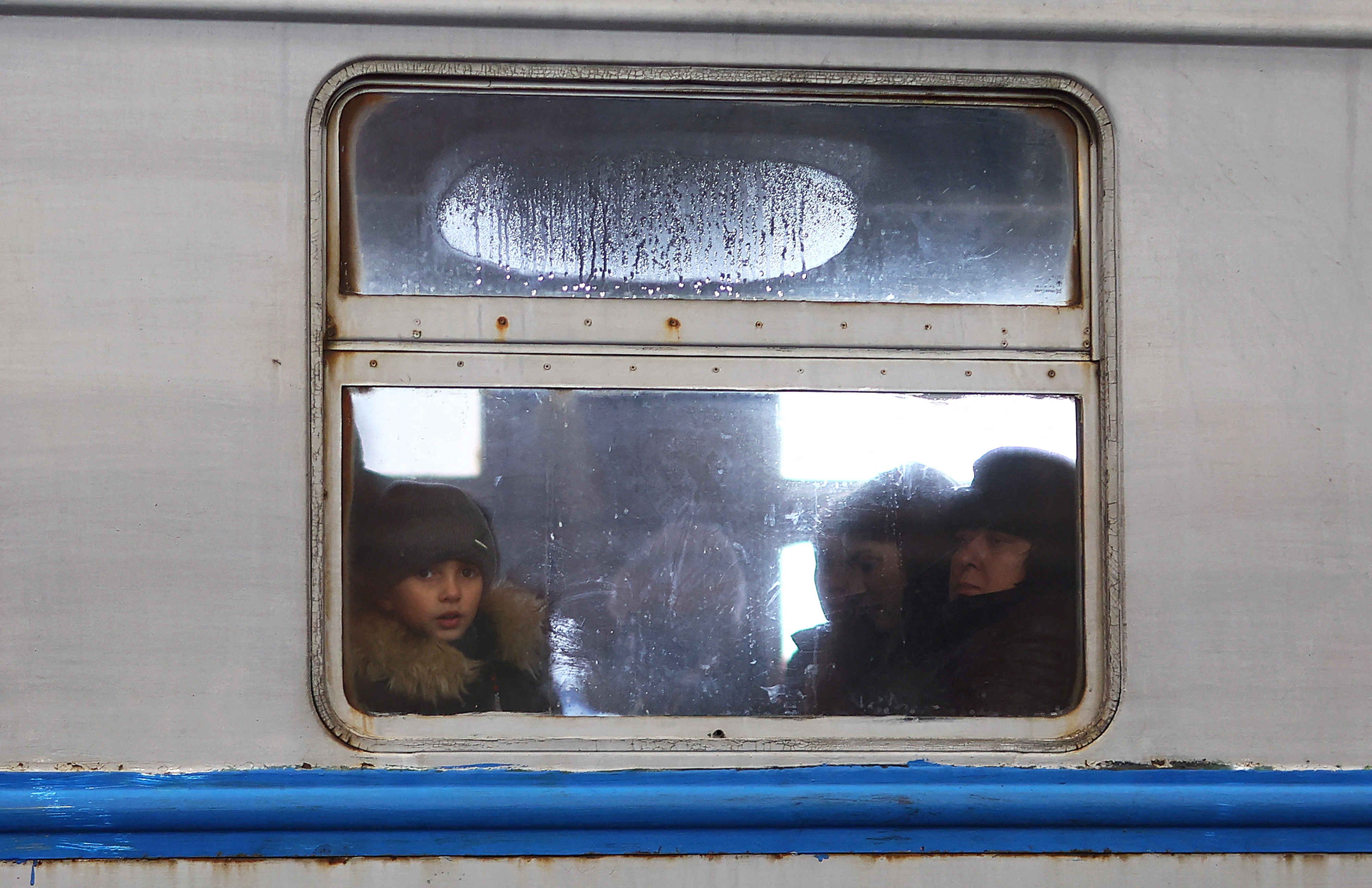 Refugees waiting for transit to Poland following the Russian invasion to Ukraine, in Lviv