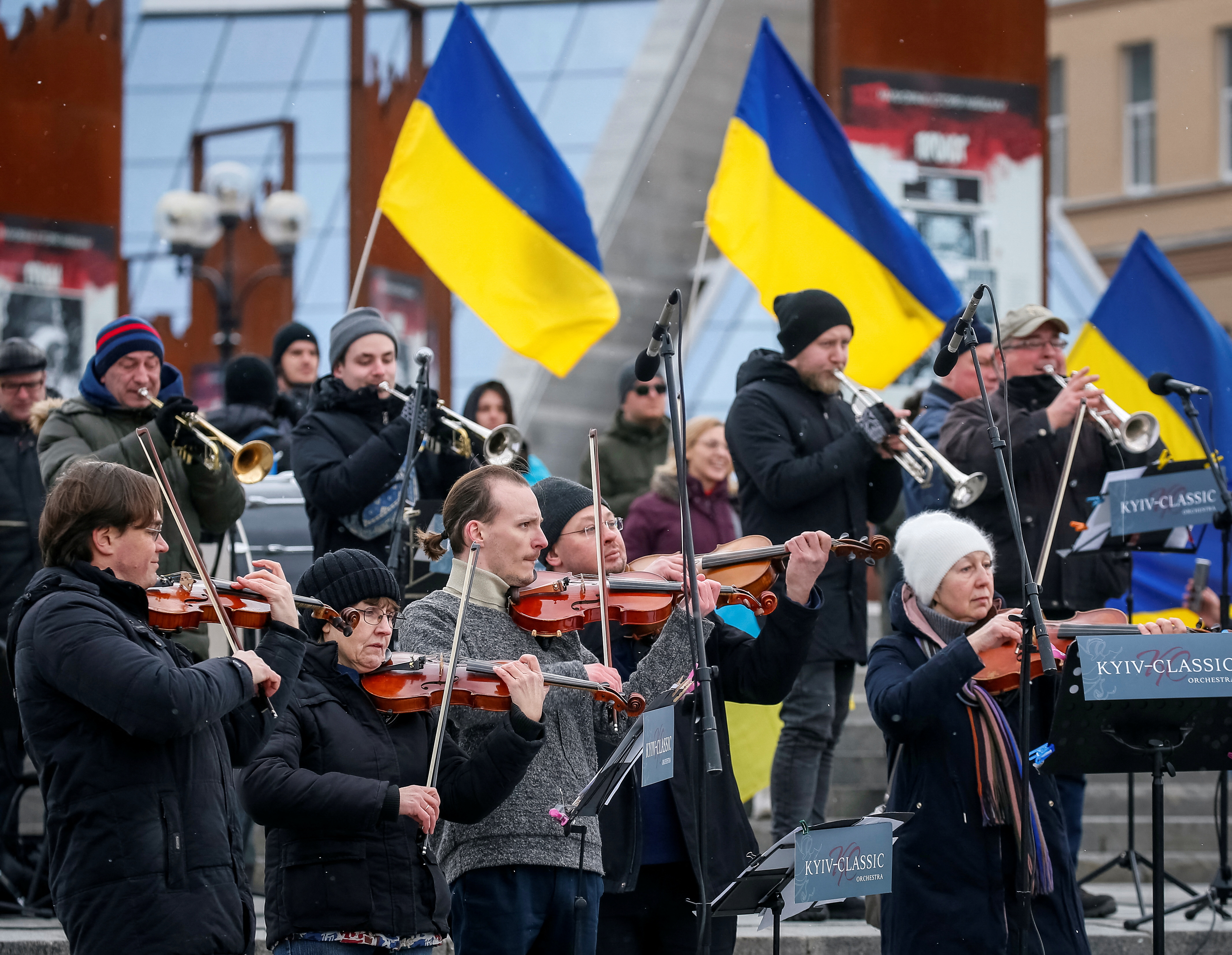 An open-air concert named "Free Sky" at the Independence Square in central Kyiv