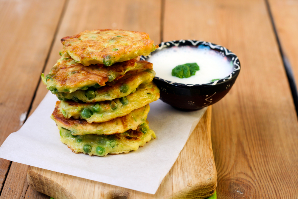Courgette,And,Pea,Patties,With,Yogurt