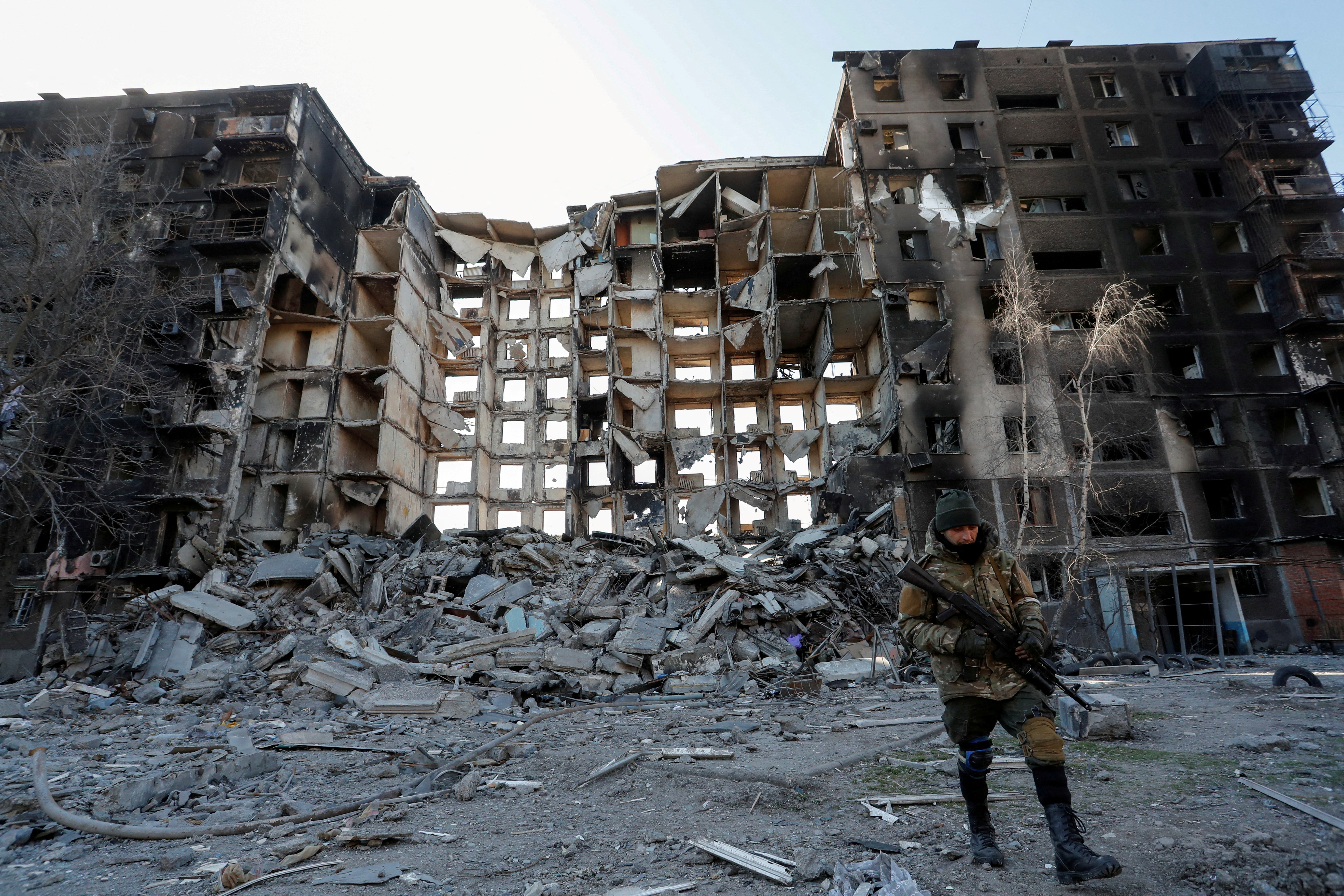 FILE PHOTO: A view shows the besieged city of Mariupol