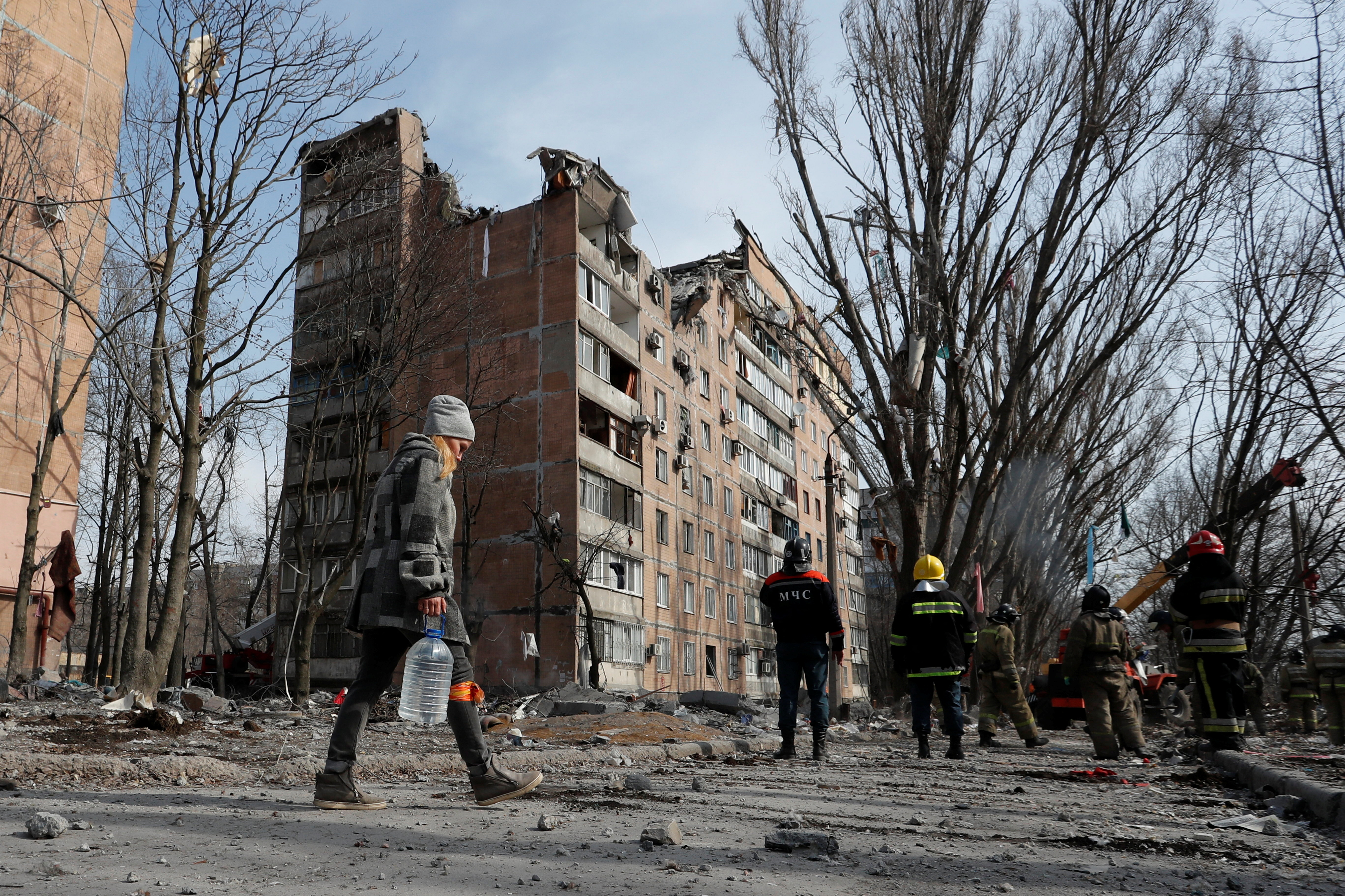 The aftermath of shelling in Donetsk