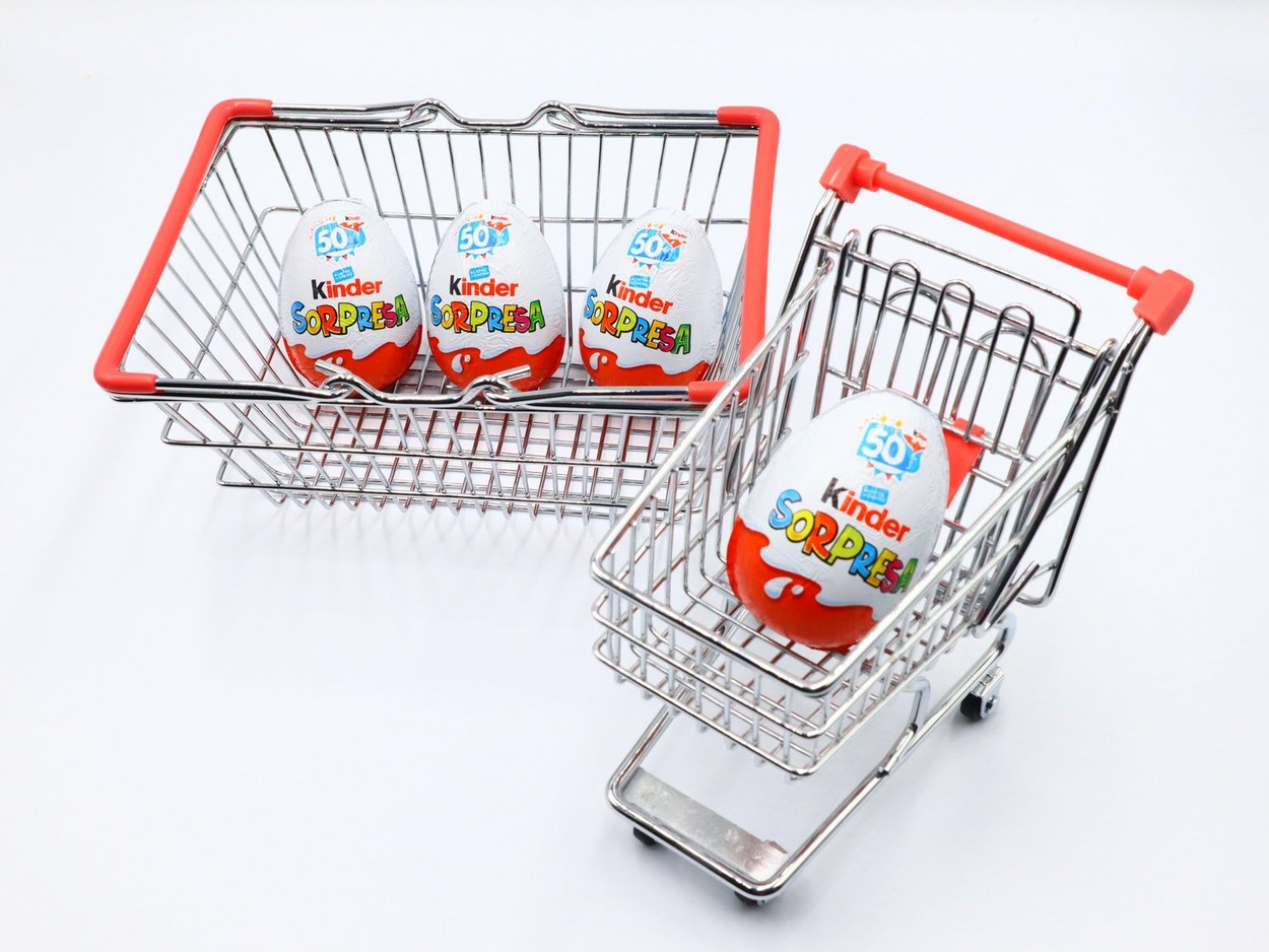 Kinder Surprise Chocolate Eggs. Kinder Surprise is a brand of products made in Italy by Ferrero