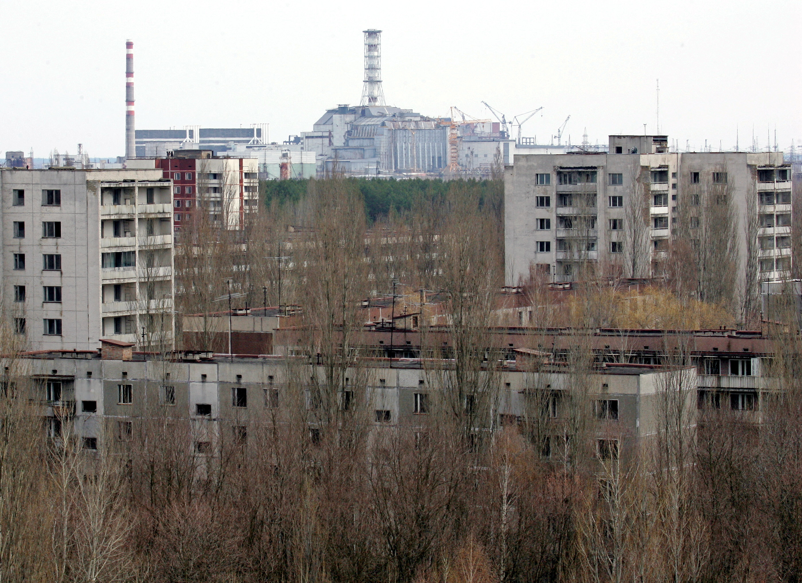 FILE PHOTO: A view of the Chernobyl nuclear power station is seen from Ukraine's ghost town of Pripyat