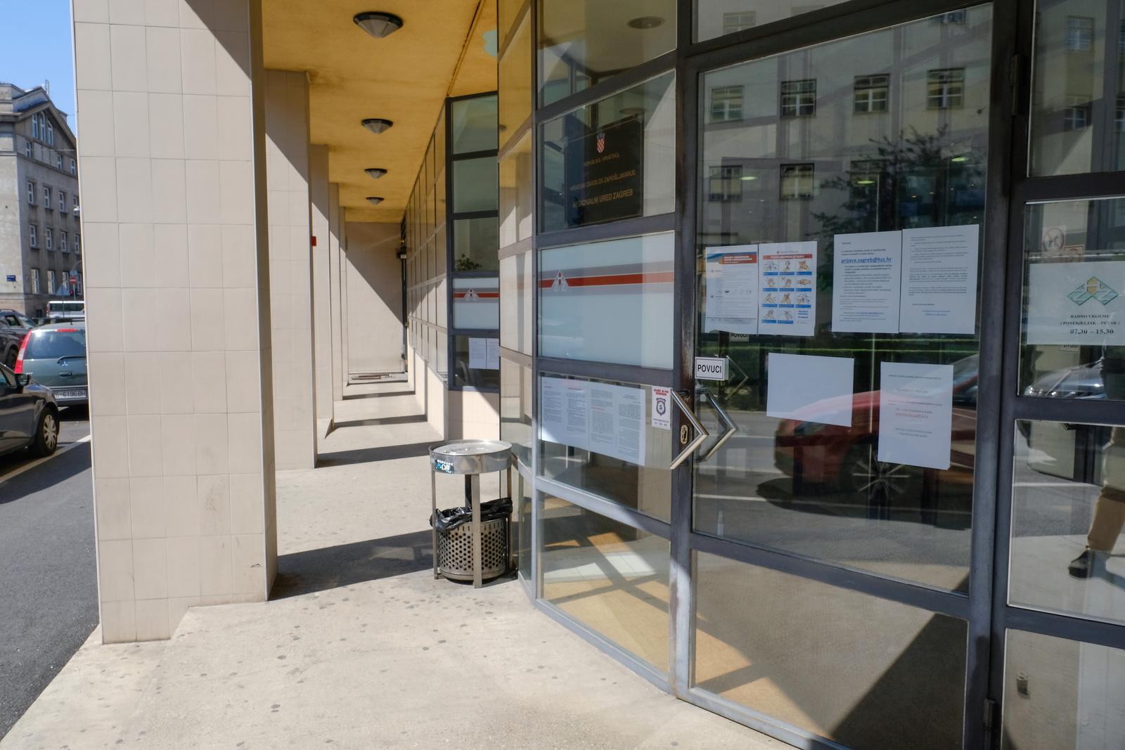 Zagreb: Zbog koronavirusa zatvoren je ured Hrvatskog zavoda za zapošljavanje