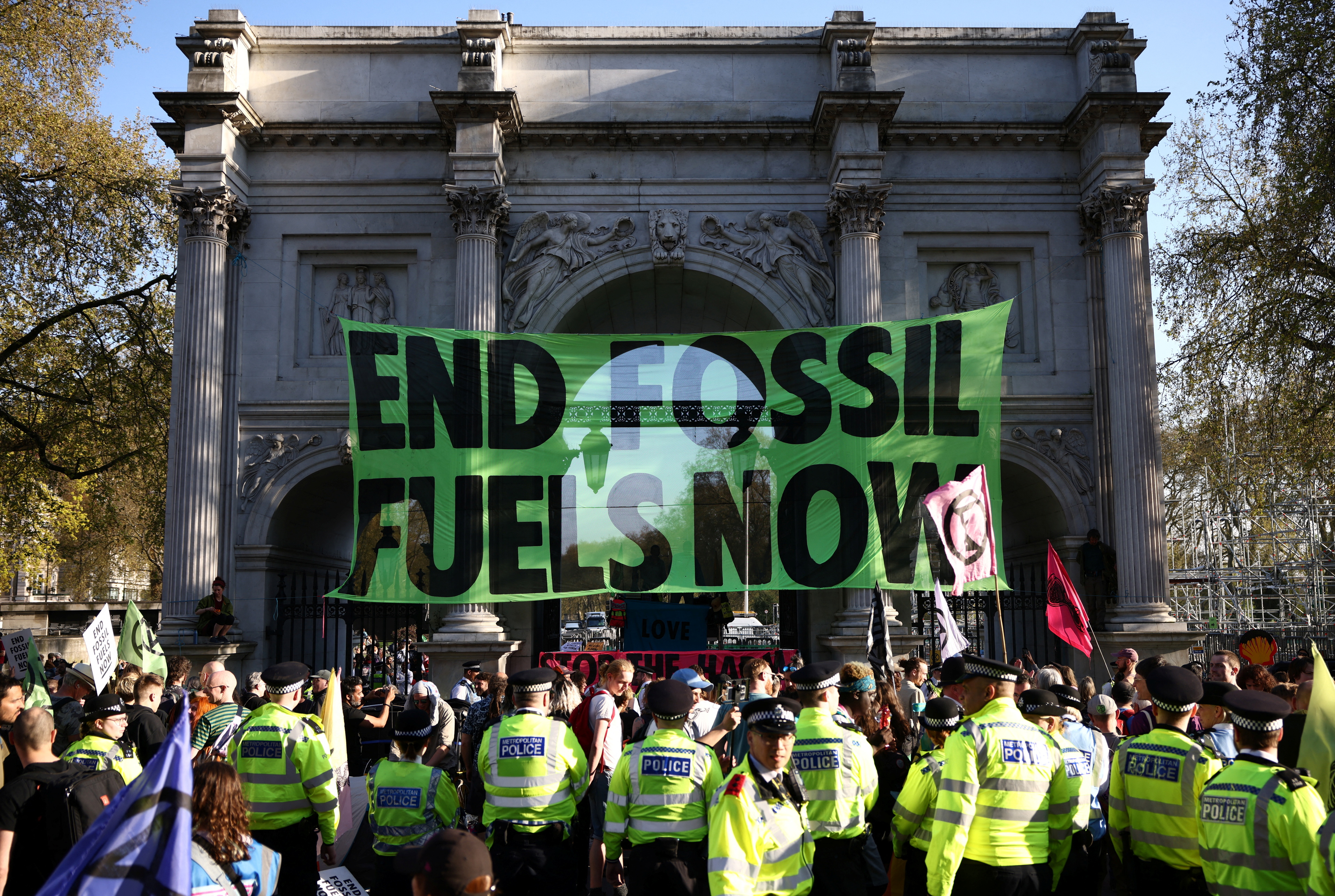 Extinction Rebellion protest at Marble Arch in central London