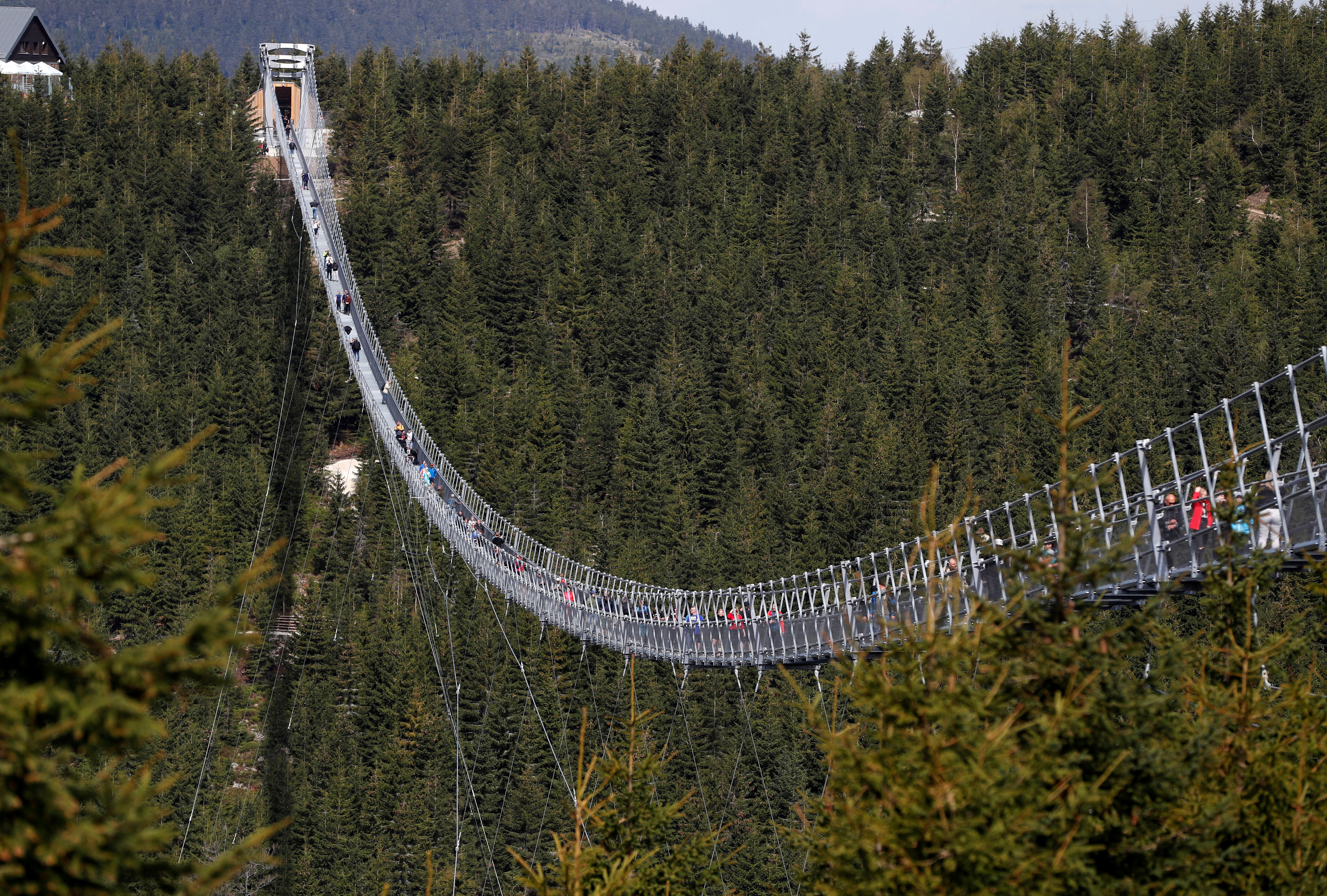 Newly opened world's longest suspension bridge in Dolni Morava
