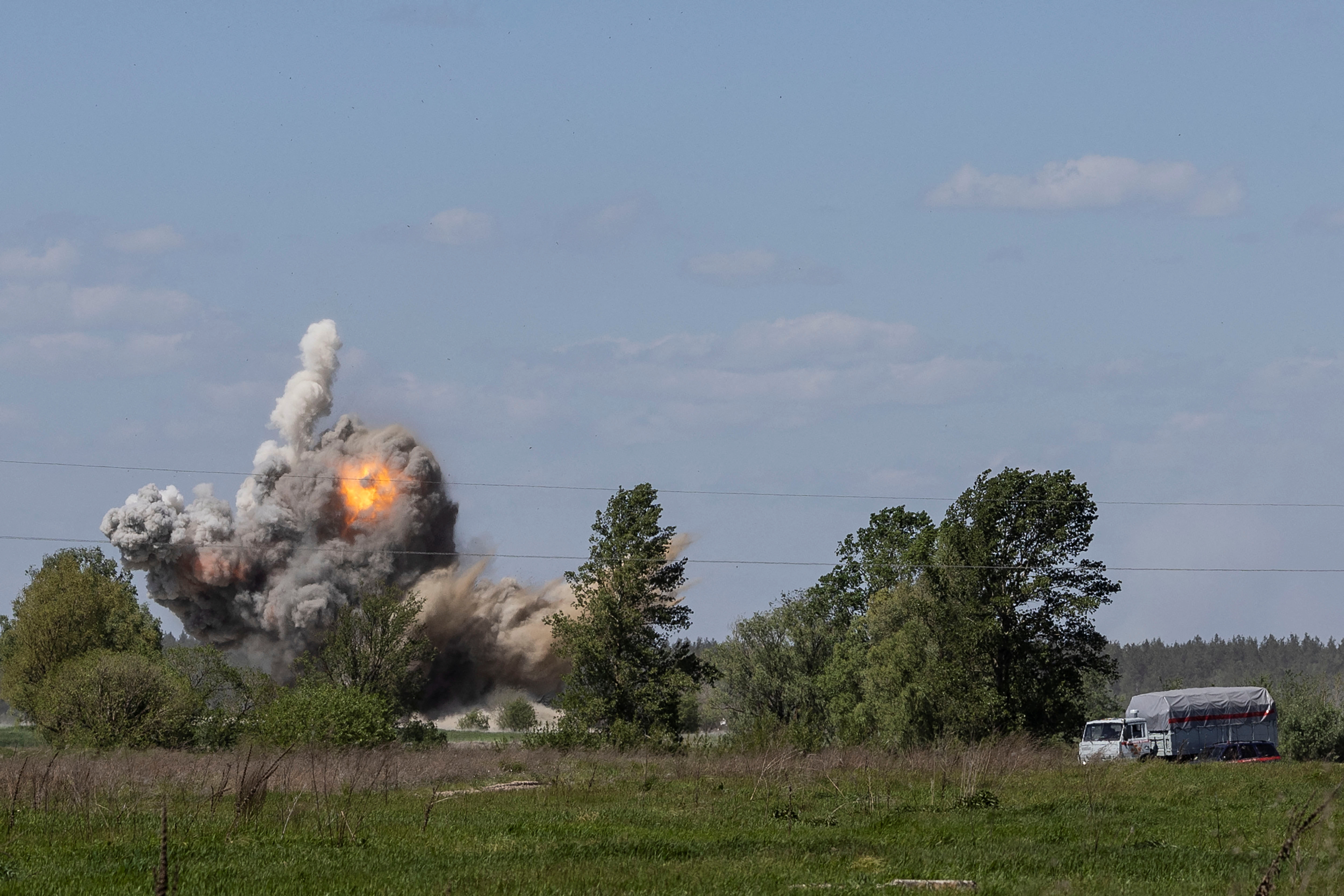 Demining of areas occupied by Russian forces near Borodianka