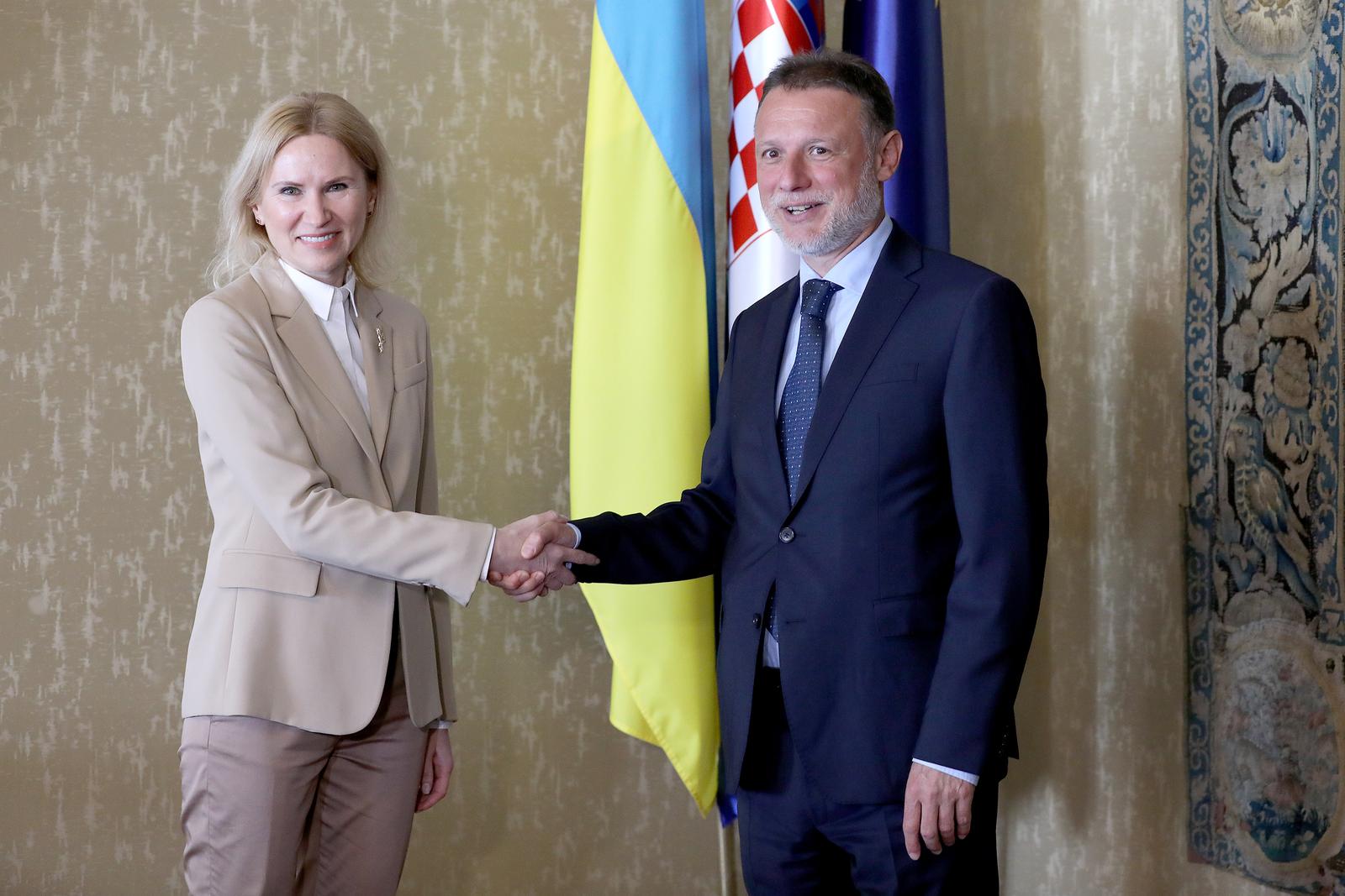 Predsjednik Sabora Gordan Jandroković primio potpredsjednicu ukrajinskog parlamenta Olenu Kondratiuk