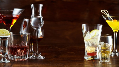 Panorama with a variety of alcoholic beverages