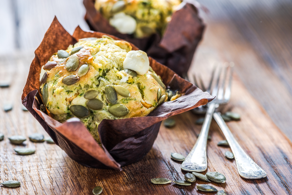 Healthy,Snack,,Pumpkin,Seed,And,Feta,Muffin