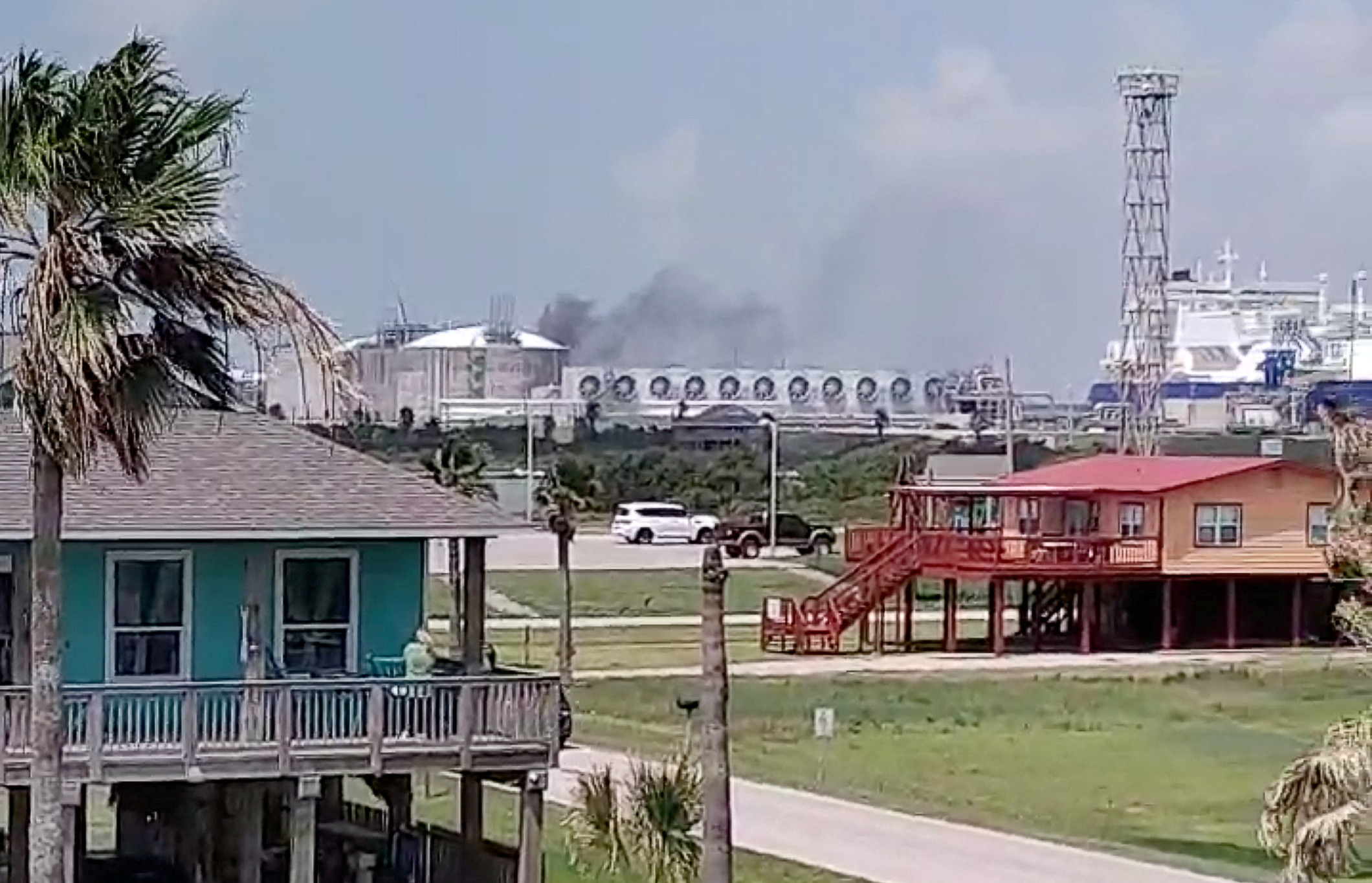 FILE PHOTO: Smoke billows from LNG plant in Quintana, TX