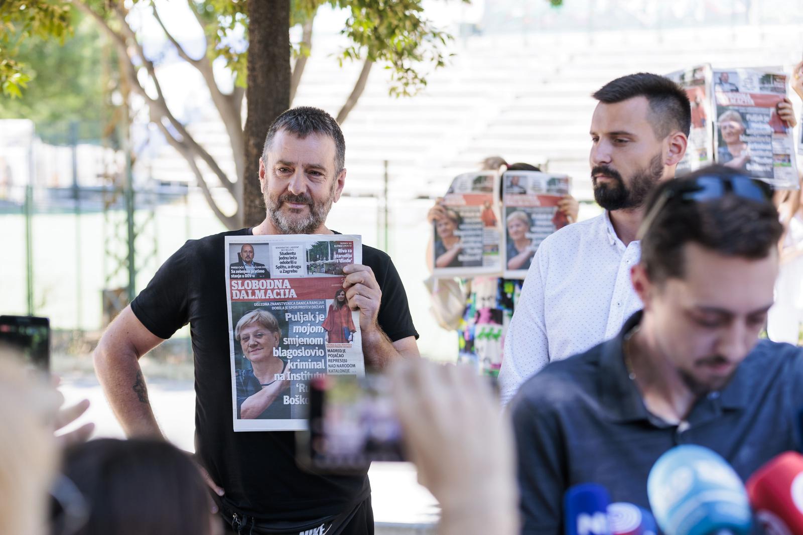 Split: Konferencija za medije Ivice Puljka, Bojana Ivoševića i Luke Baričića povodom seksualne afere