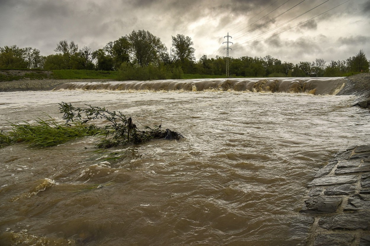 Heavy rainfalls caused flooding in parts of Czech Republic. Steady rain raised the water level of the river Olse in Karvina, Czech Republic, May 14, 2