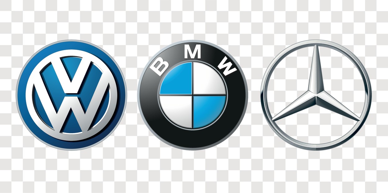 Kiev, UKRAINE - November 12, 2021: Logos collection of 3 car brands, vector on transparent