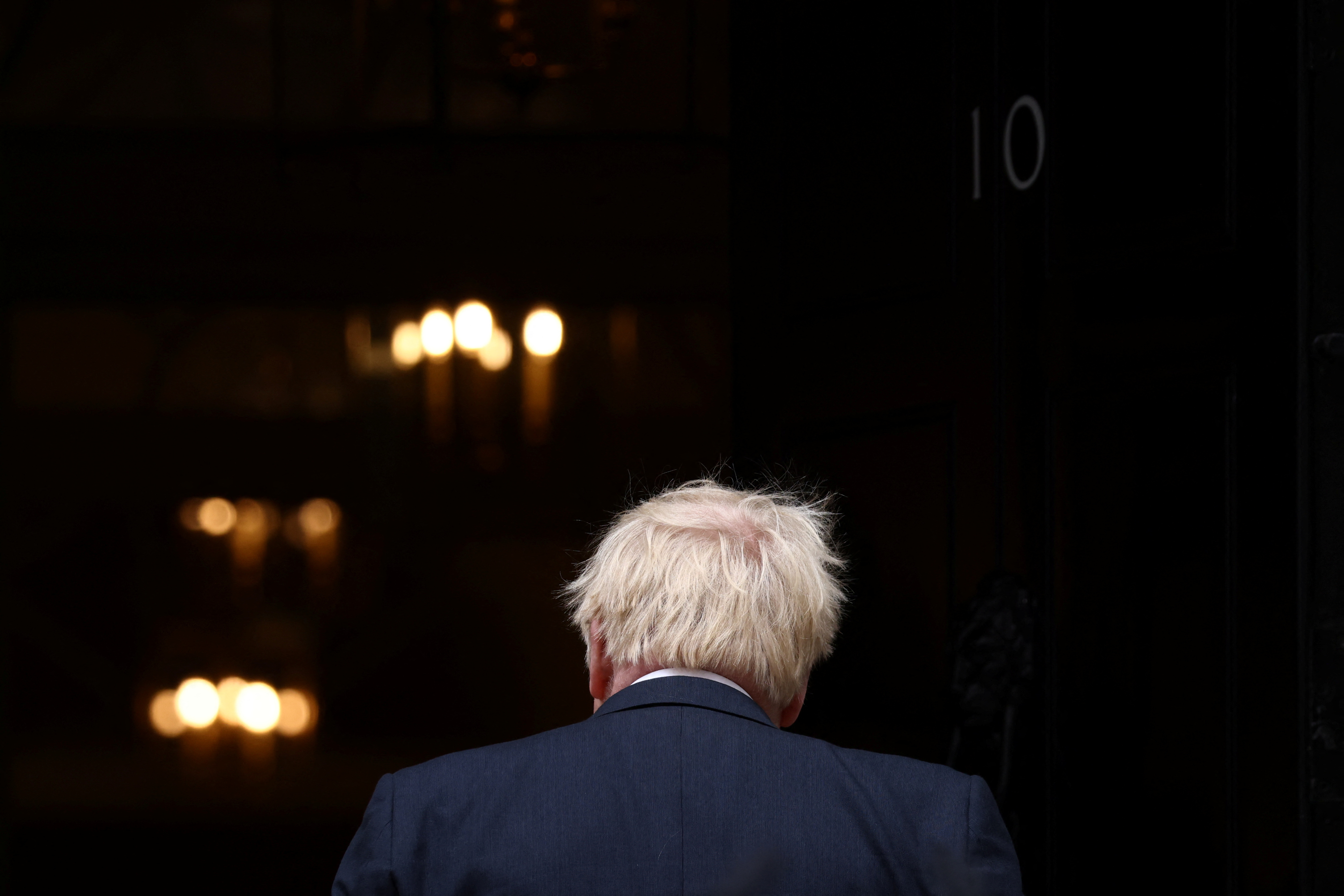 British PM Johnson speaks at Downing Street