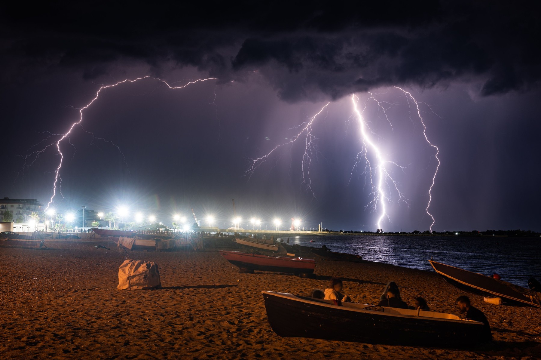 Lightning strikes over the Ionian Sea in southern Italy in Calabria - 09 Aug 2022