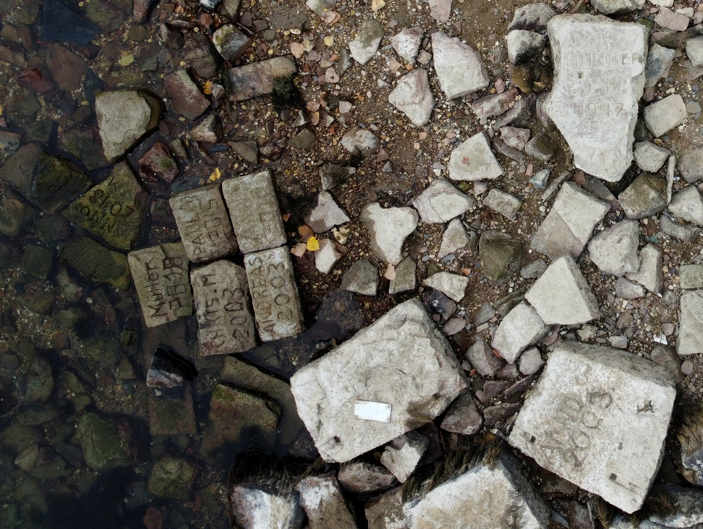Several of the 'hunger stones' are revealed by the low level of water in Worms