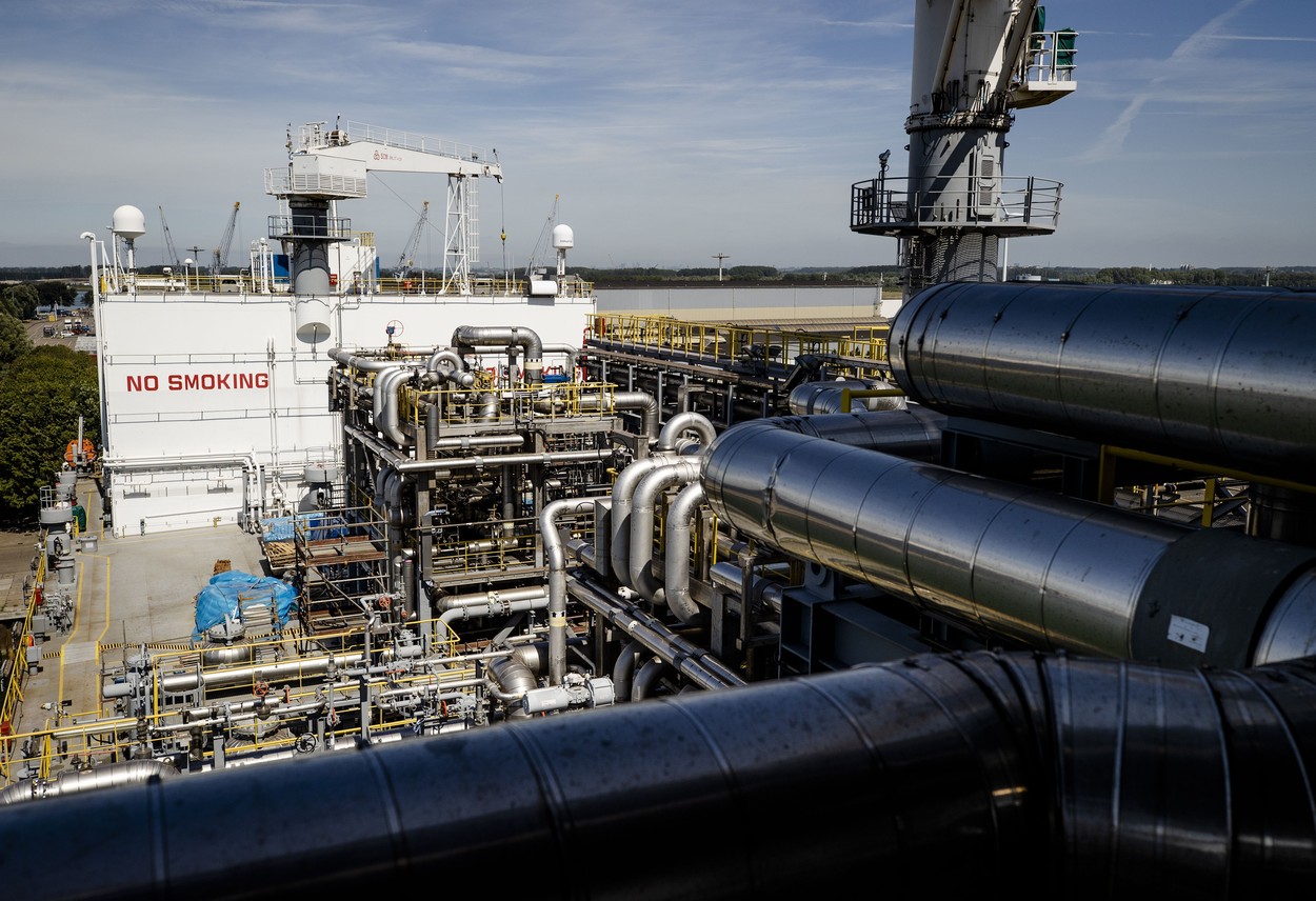 Floating Lng Factory Exmar in the Port of Rotterdam, The Netherlands - 03 Aug 2022