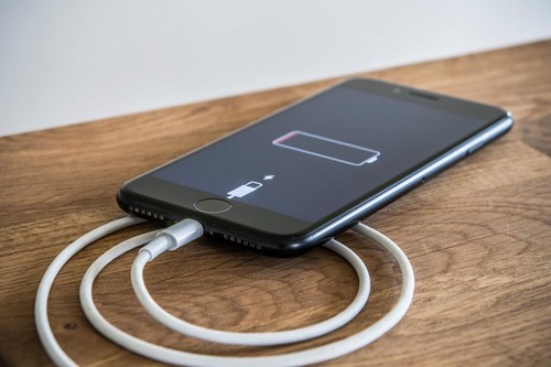 Smart phone being charged up