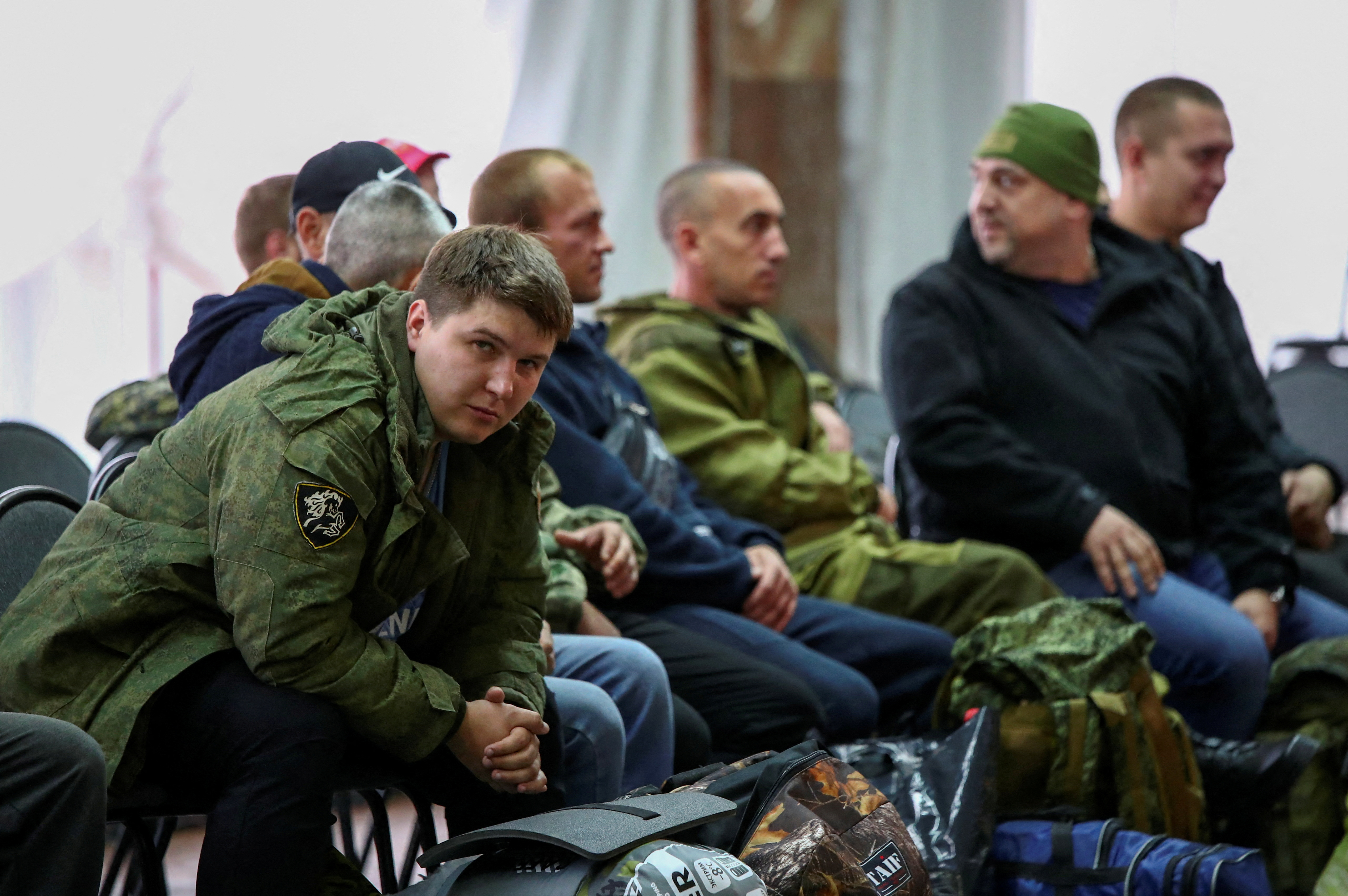 Russian reservists depart for military bases during mobilisation of troops in Volzhsky