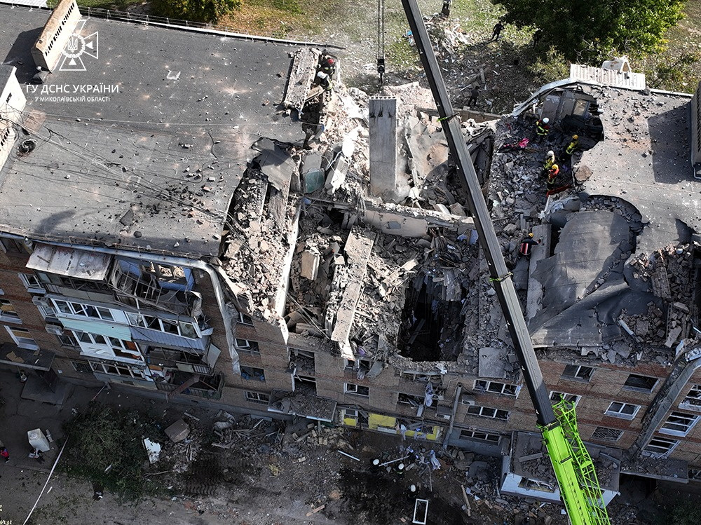 Residential building damaged during a Russian military attack in Mykolaiv