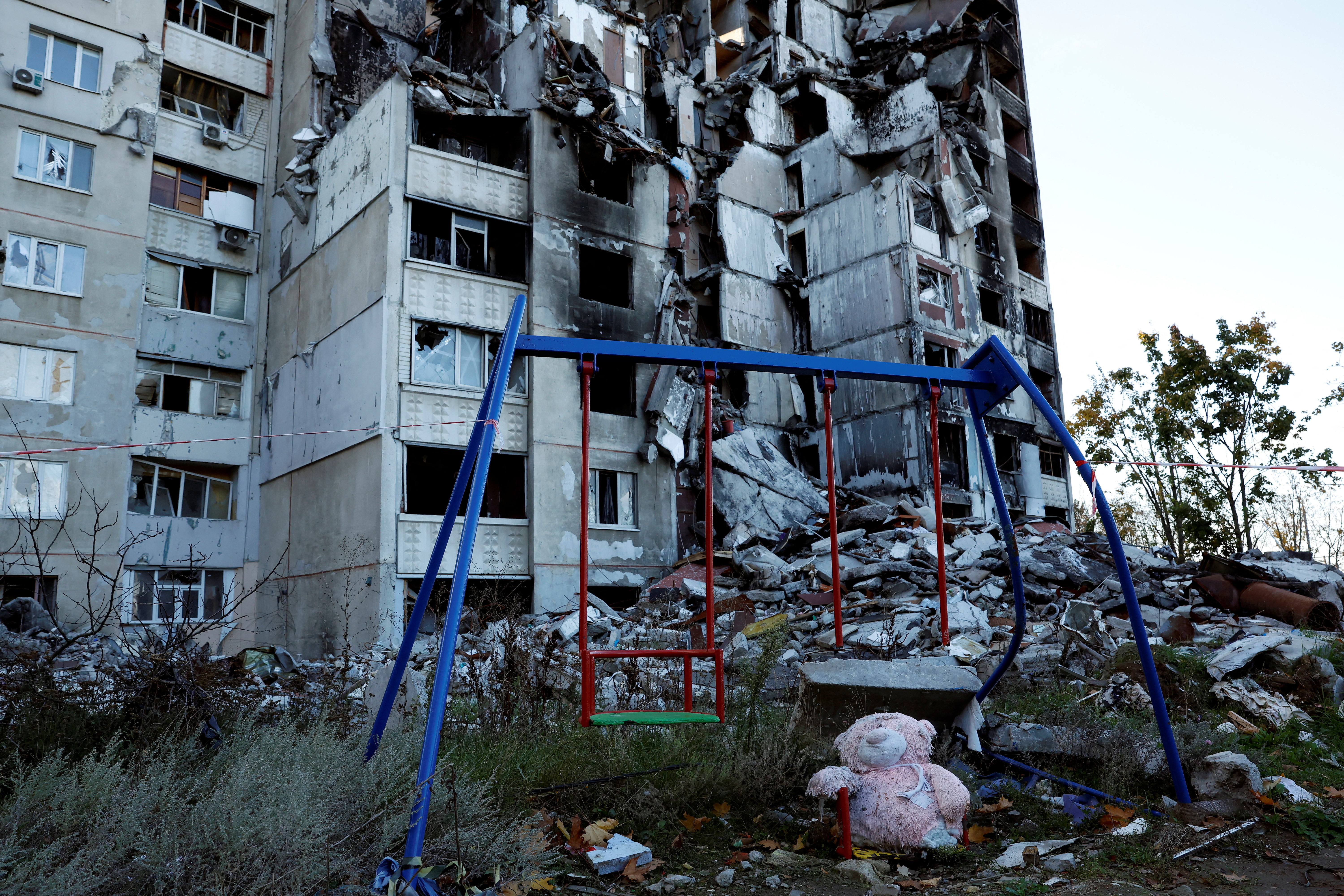 Destroyed apartments, in Kharkiv