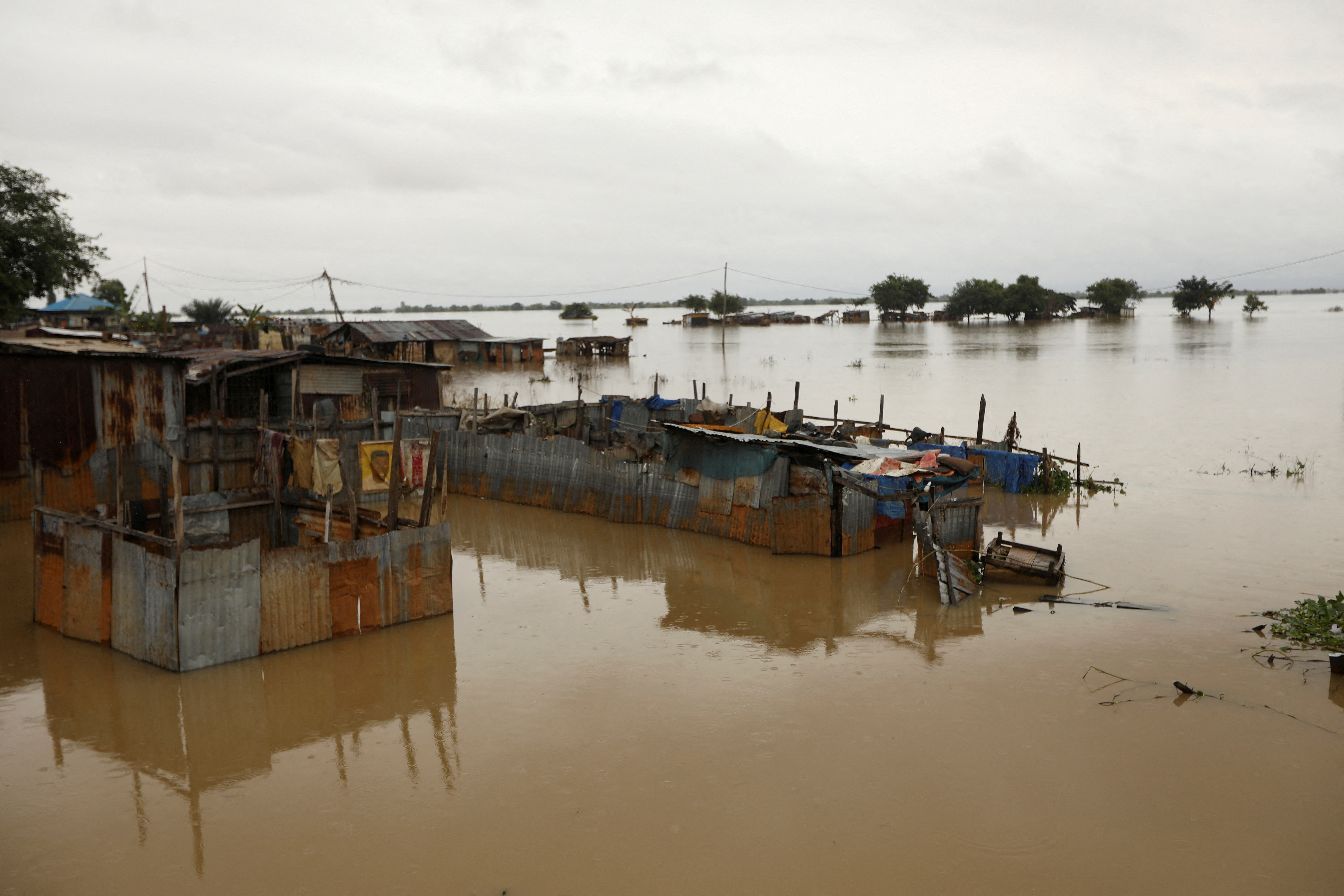 Houses are seen submerged in flood waters in Lokoja