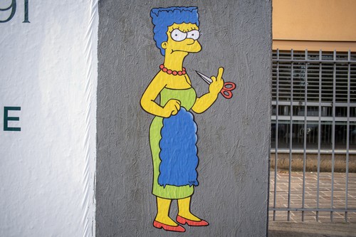 Italy: Marge Simpson art in solidarity of Iranian women's protest