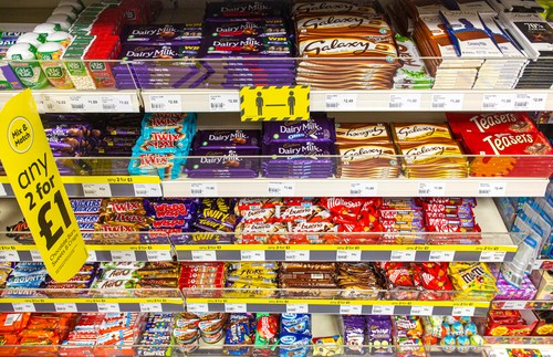 Chocolate bars on offer in a shop