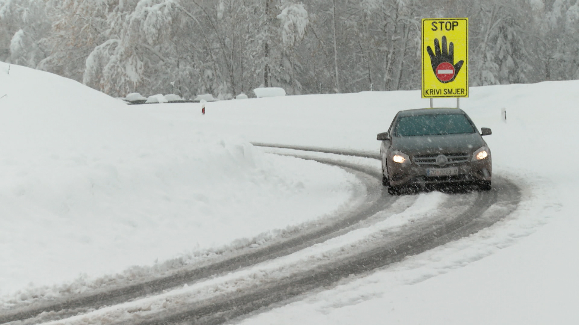 snijeg, cesta, zimski uvjeti, pahulje, zima