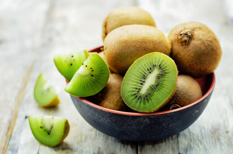 kivi, Kiwi,On,White,Wood,Background.,Tinting.,Selective,Focus