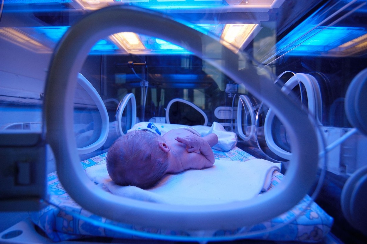 New born Baby in incubator