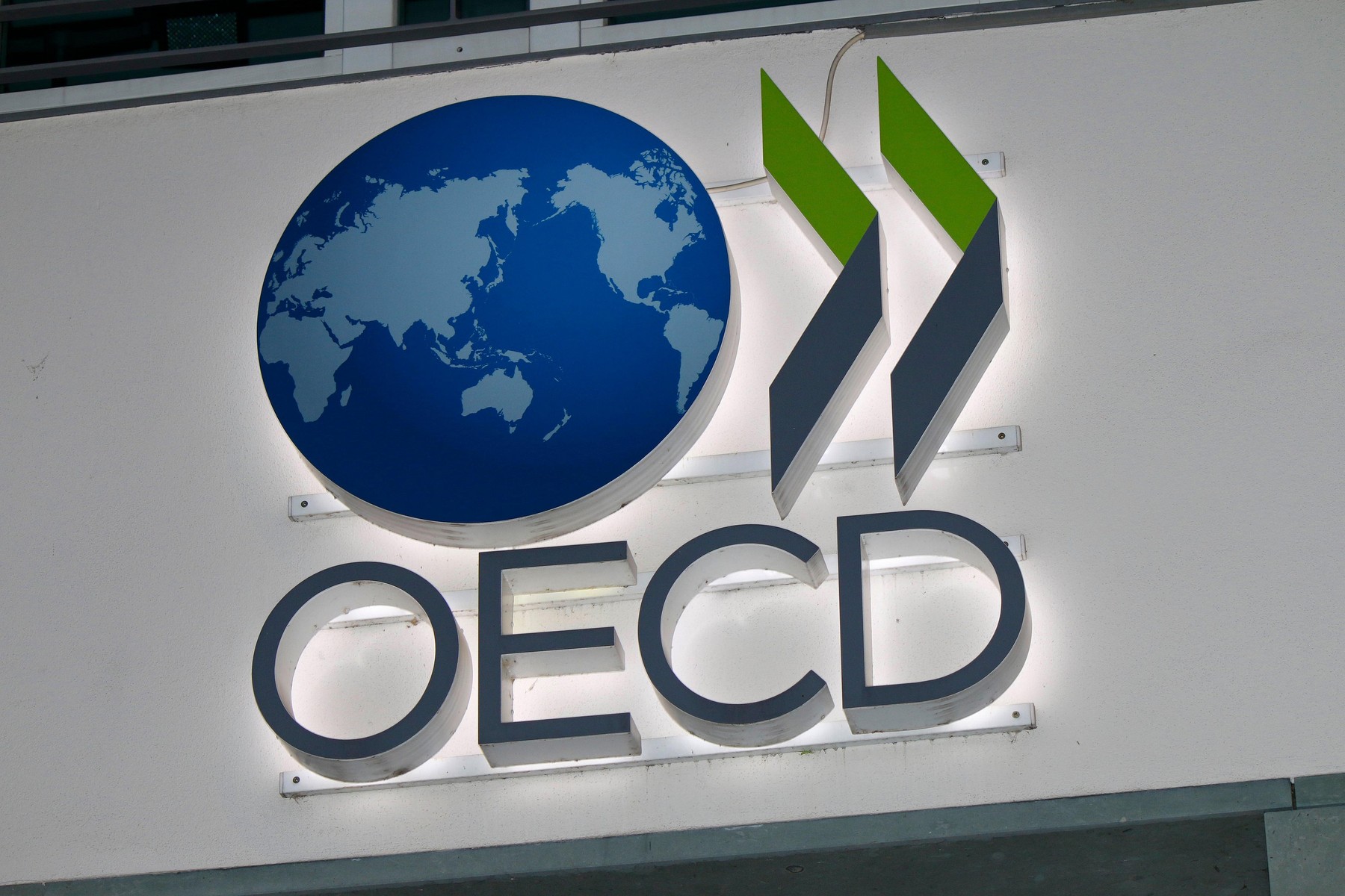 das Logo der Marke "OECD", Berlin.