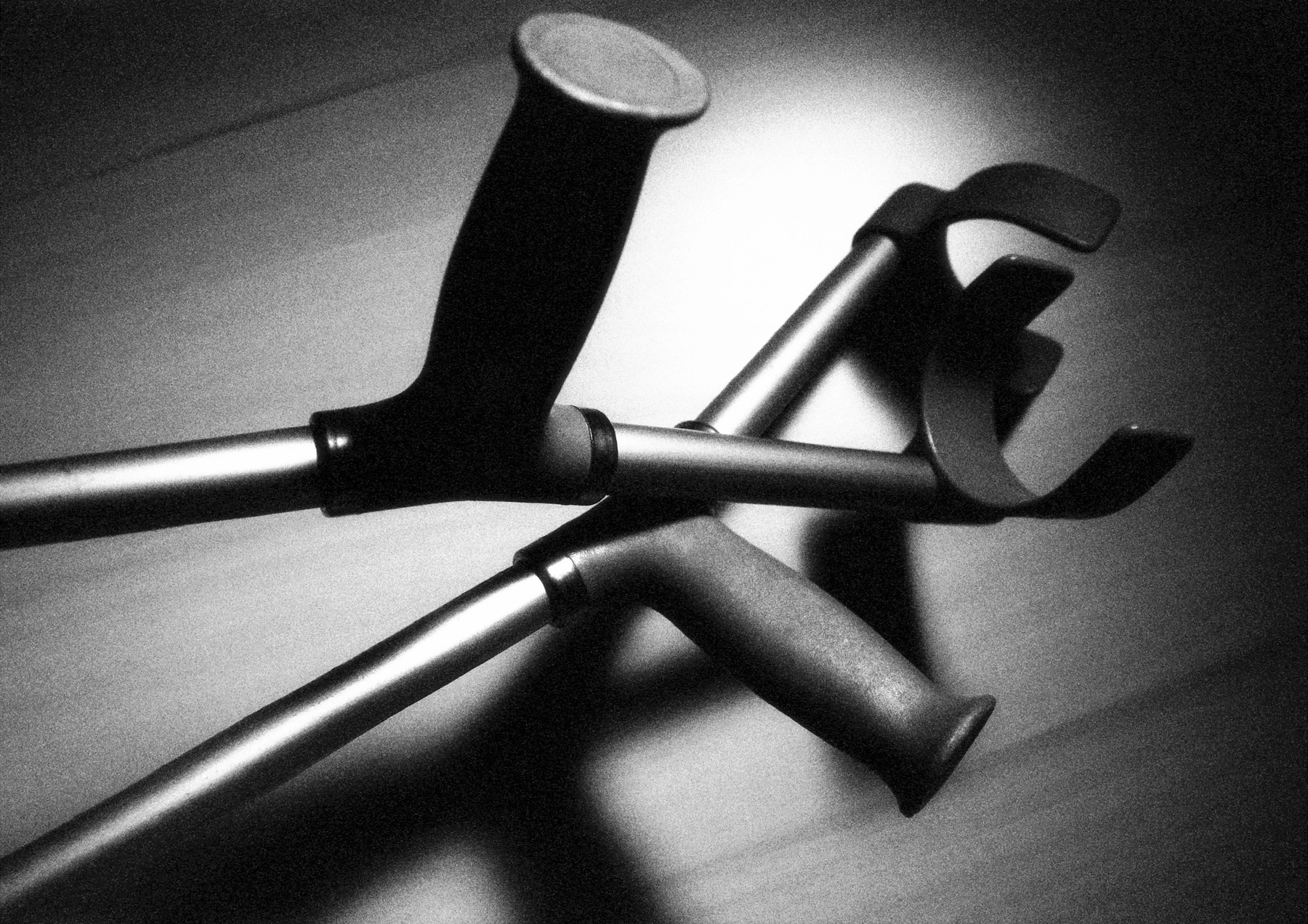 Crutches, close-up, B&amp;W