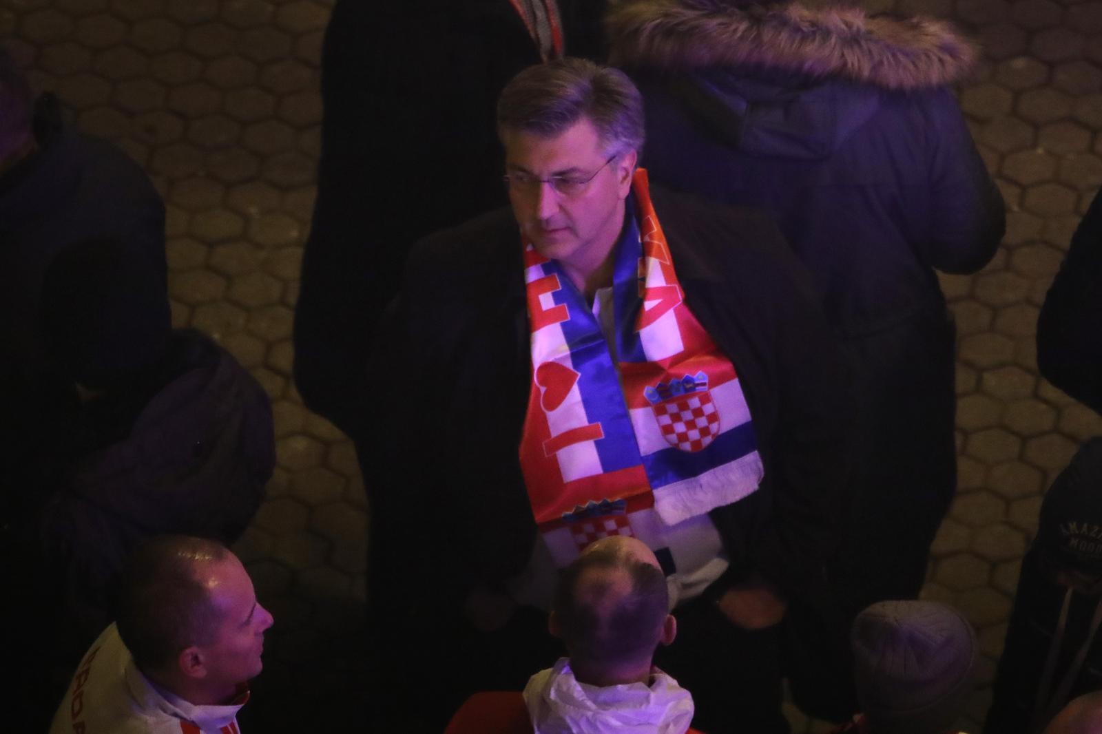 Zagreb: Premijer Andrej Plenković na dočeku Vatrenih