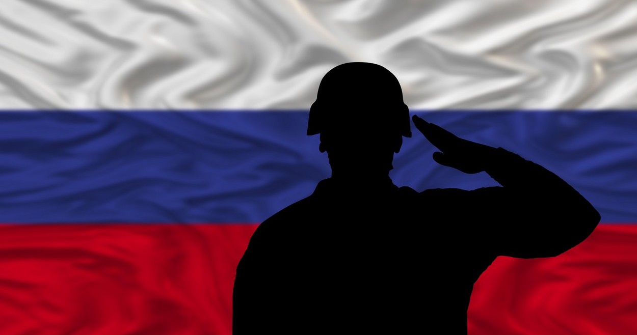 Russia flag and military concept