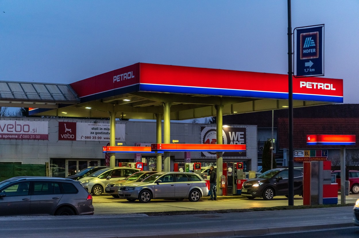 Congestion at petrol stations, Ljubljana Slovenia - 07 Mar 2022