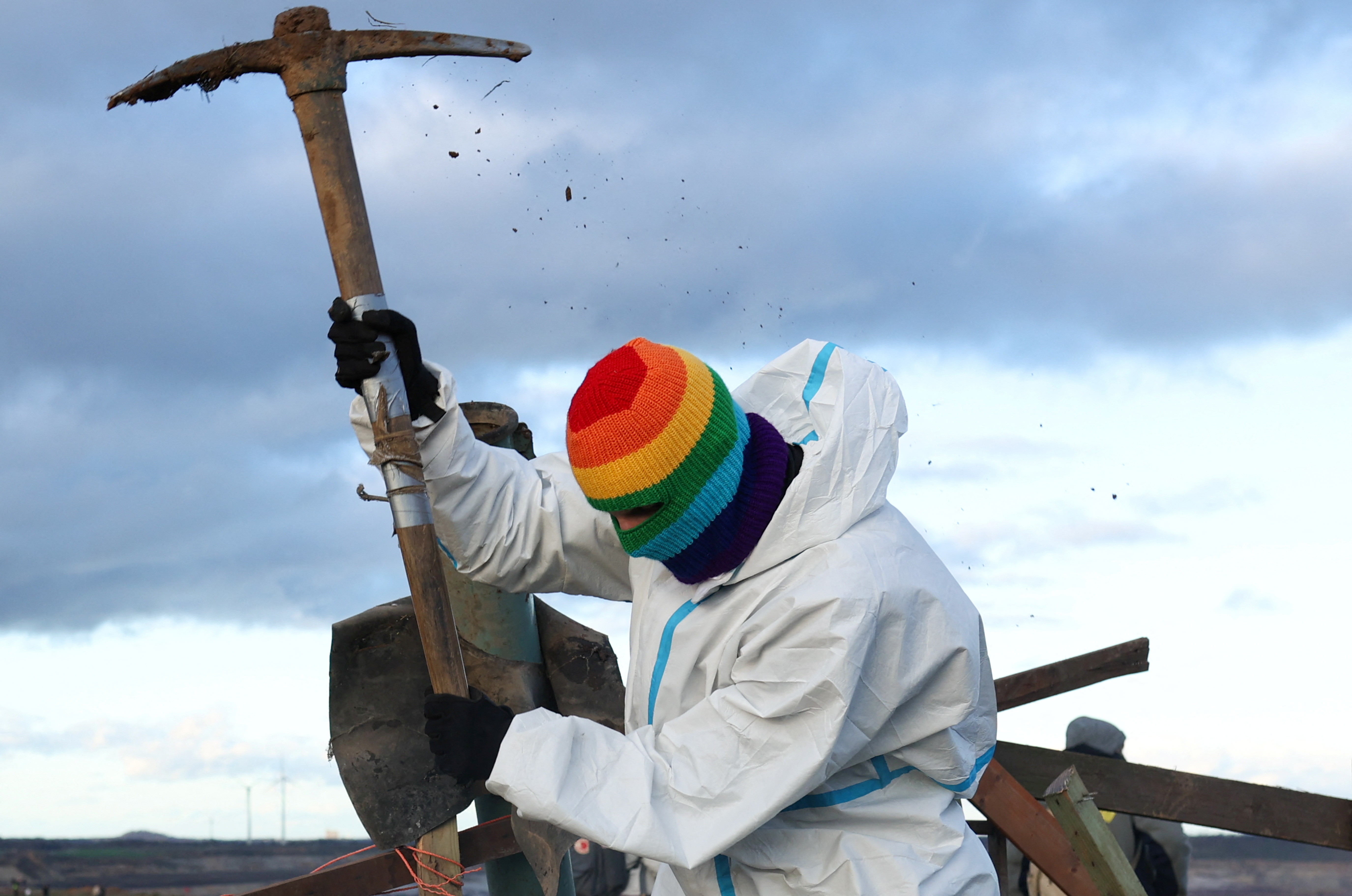 People demonstrate ahead of the evacuation of the German village of Luetzerath