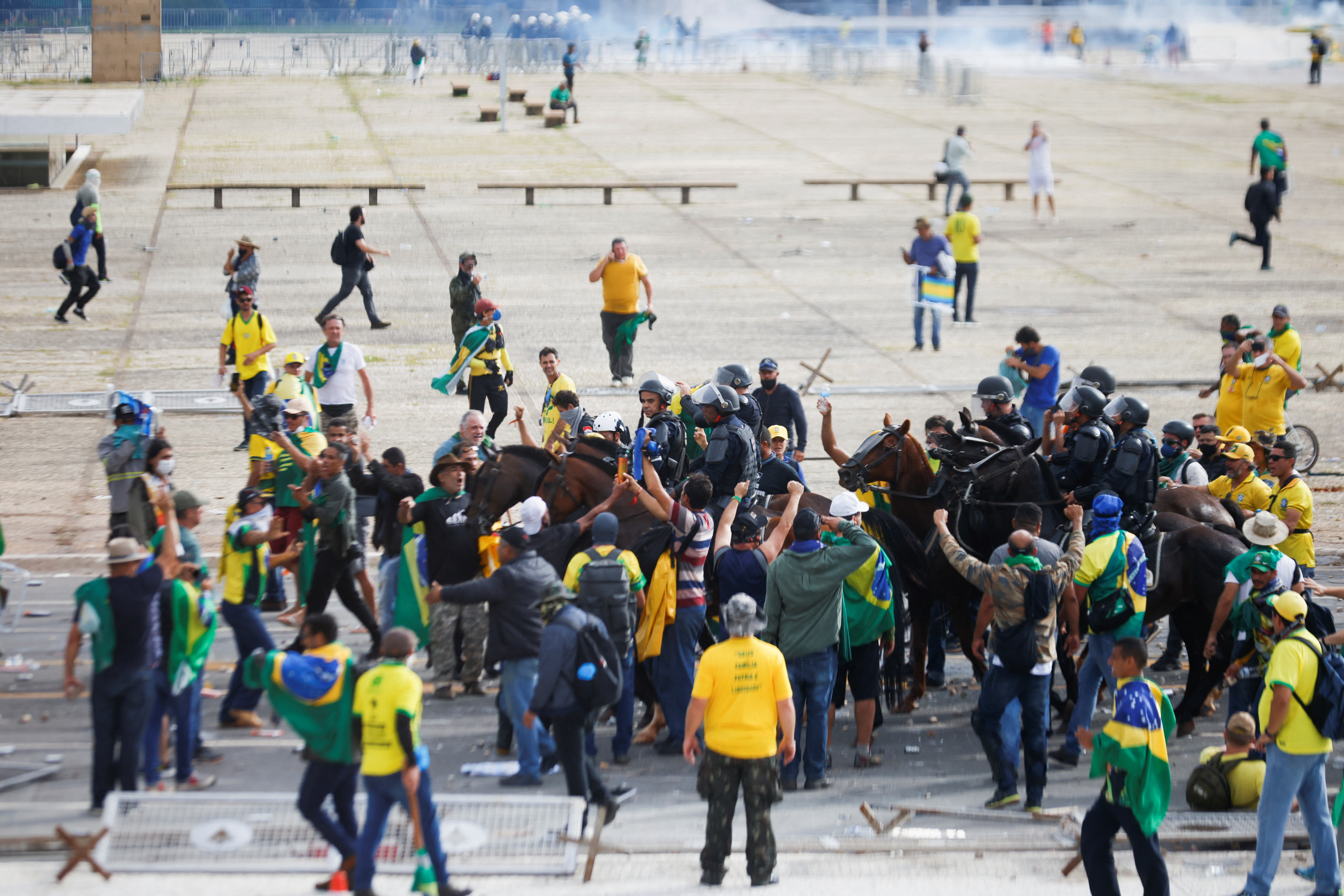 Supporters of Brazil's former President Jair Bolsonaro demonstrate against President Luiz Inacio Lula da Silva, in Brasilia
