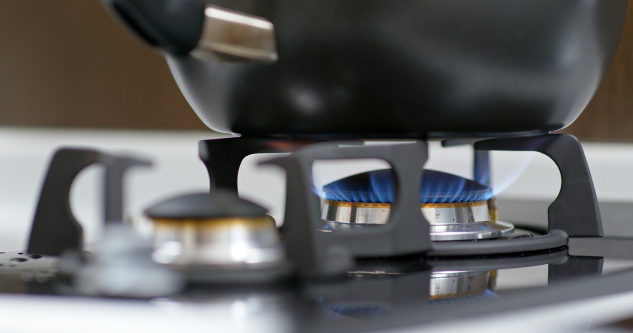 Gas cooking stove at home